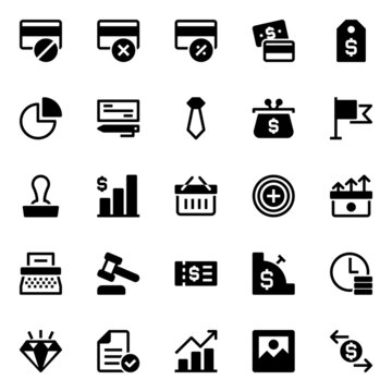 Glyph icons for finance and payments.