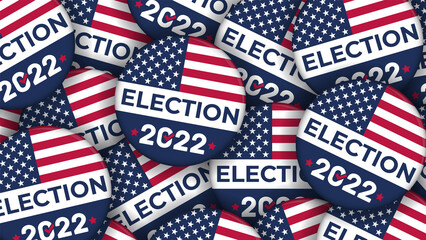 2022 Election campaign buttons with the USA flag - vector Illustration - obrazy, fototapety, plakaty