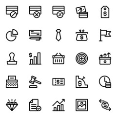 Outline icons for finance and payments.