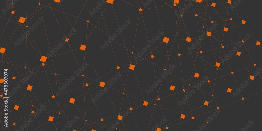 Poster abstract pattern of shapes and lines on a gray background. decentralization and blockchain. renderin