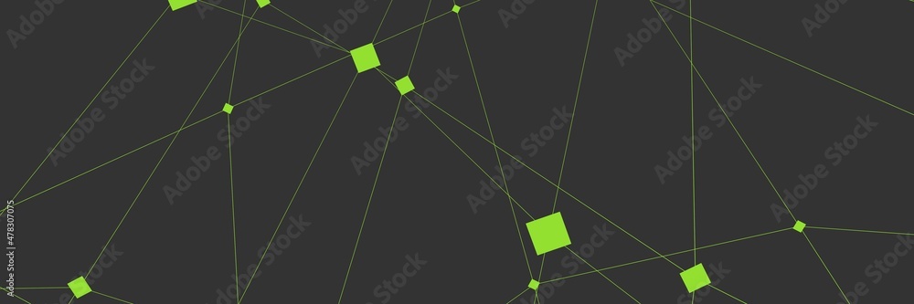 Poster abstract pattern of shapes and lines on a gray background. decentralization and blockchain. renderin