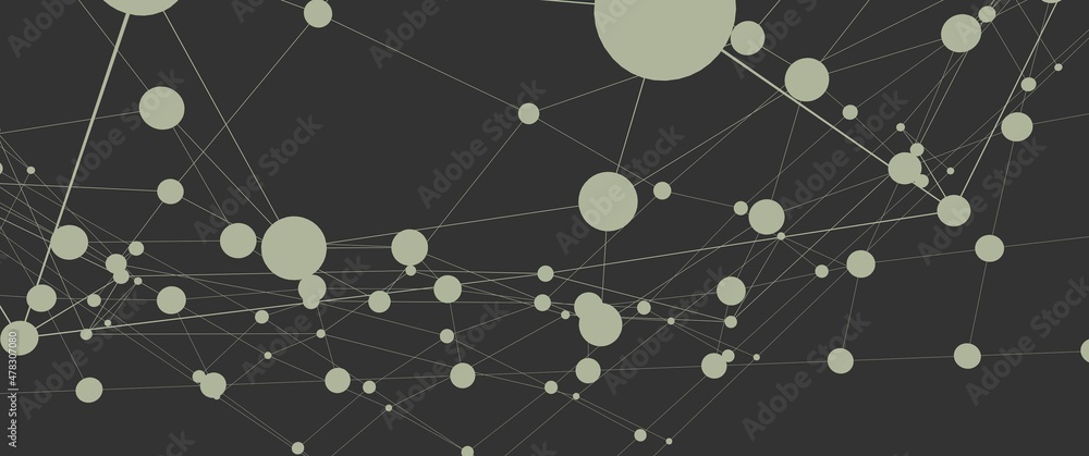 Poster abstract pattern of shapes and lines on a gray background. decentralization and blockchain. renderin