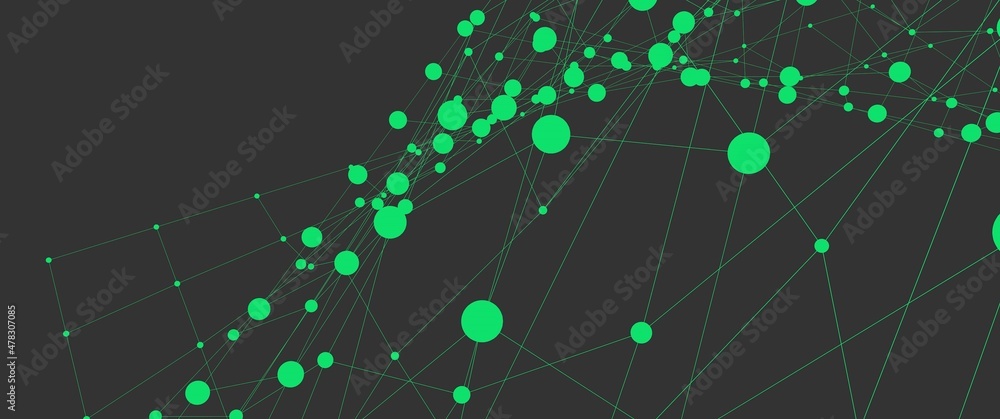 Poster abstract pattern of shapes and lines on a gray background. decentralization and blockchain. renderin