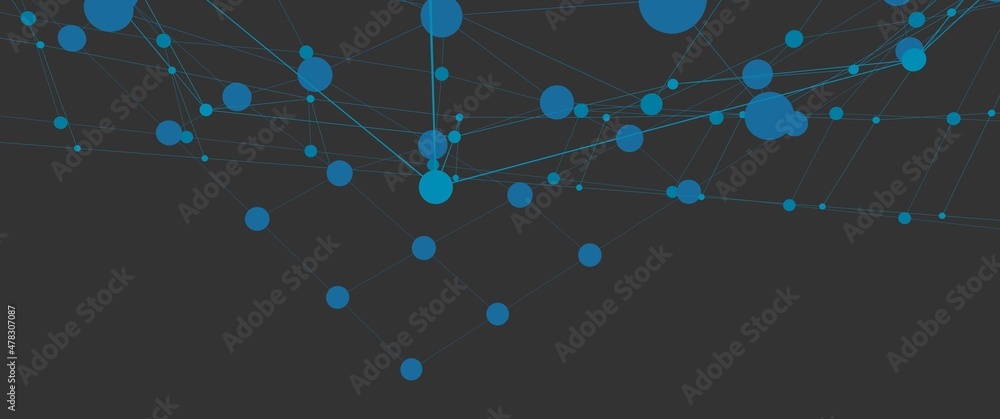 Poster abstract pattern of shapes and lines on a gray background. decentralization and blockchain. renderin