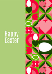 Happy Easter greeting card. Modern geometric abstract style. Perfect for a poster, cover, or postcard.