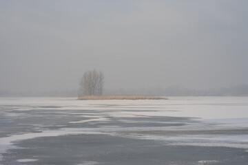 frozen lake in winter