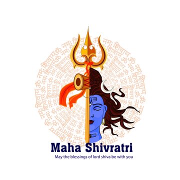 Hindu festival Maha Shivratri. Vector illustration Of Shivratri, Maha Shivratri with hindi massage om maha shivaya