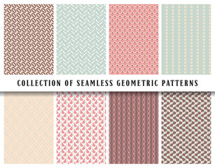 Vector seamless geometric pattern background, collection. Colored abstract endless repeating texture for mask, duvet cover, t-shirt, phone case, wallpaper, carpet