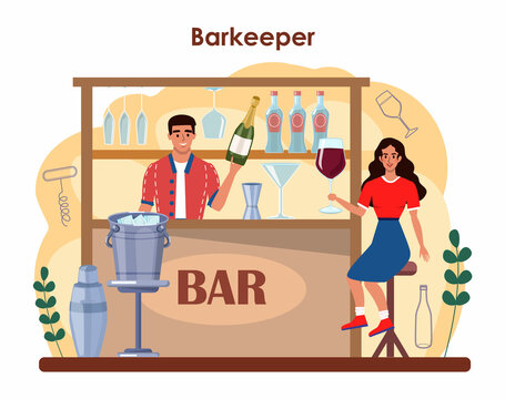 Bartender concept. Barman preparing alcoholic drinks with shaker