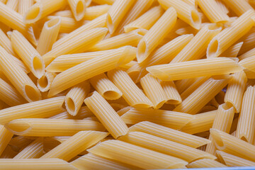 texture of raw pasta feathers top view