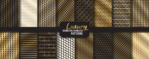 Vector seamless geometric golden pattern background, luxury collection. Abstract endless repeating texture for mask, duvet cover, t-shirt, phone case, wallpaper, carpet