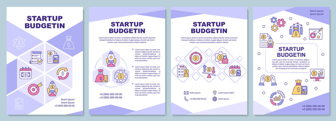 Startup budgeting brochure template. Financial planning. Booklet print design with linear icons. Vector layouts for presentation, annual reports, ads. Arial-Black, Myriad Pro-Regular fonts used