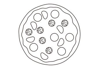 Icono negro de pizza en fondo blanco. 