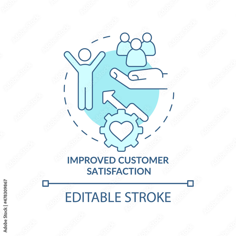 Poster improved customer satisfaction turquoise concept icon. client expectations abstract idea thin line i
