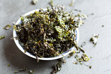 korean Roasted Seasoned Seaweed Snacks in a bowl