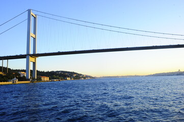Suspension bridge over the Bosphorus in the afternoon