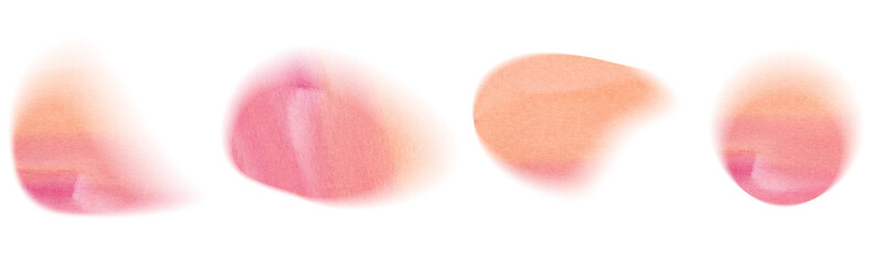 Abstract pink pastel watercolor paintbrush shapes set