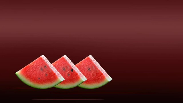 
Animation. A composition of watermelon slices in motion. Background for the design.