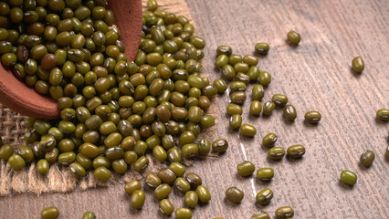 Green Mung Beans Also Know as Mung Dal, Vigna Radiata, Green Beans or Moong Dal isolated on White Background
