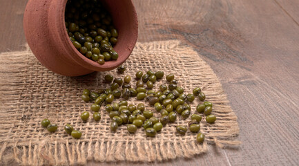 Green Mung Beans Also Know as Mung Dal, Vigna Radiata, Green Beans or Moong Dal isolated on White Background
