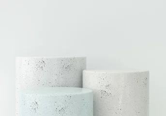 Fotobehang Ceramic geometrical podium for product presentation on white background, 3d render. © Евгений Трофимов