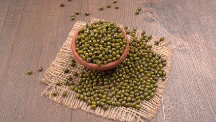 Green Mung Beans Also Know as Mung Dal, Vigna Radiata, Green Beans or Moong Dal isolated on White Background
