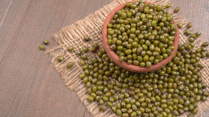 Green Mung Beans Also Know as Mung Dal, Vigna Radiata, Green Beans or Moong Dal isolated on White Background
