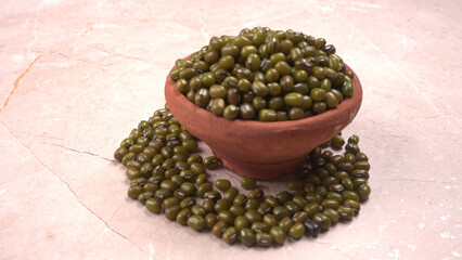 Green Mung Beans Also Know as Mung Dal, Vigna Radiata, Green Beans or Moong Dal isolated on White Background

