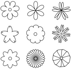 Fototapeta premium Line icon set related to flowers in nature.