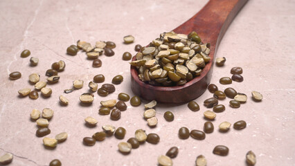 Green Mung Beans Also Know as Mung Dal, Vigna Radiata, Green Beans or Moong Dal isolated on White Background
