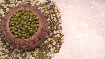Green Mung Beans Also Know as Mung Dal, Vigna Radiata, Green Beans or Moong Dal isolated on White Background