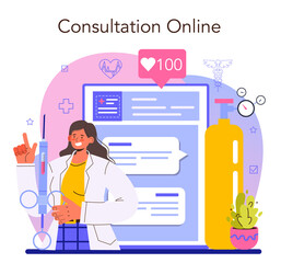 Anesthesiologist online service or platform. Doctor performing local