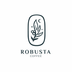 robusta coffee branch logo design template
