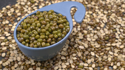 Green Mung Beans Also Know as Mung Dal, Vigna Radiata, Green Beans or Moong Dal isolated on White Background