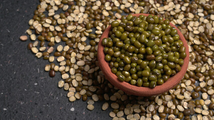 Green Mung Beans Also Know as Mung Dal, Vigna Radiata, Green Beans or Moong Dal isolated on White Background