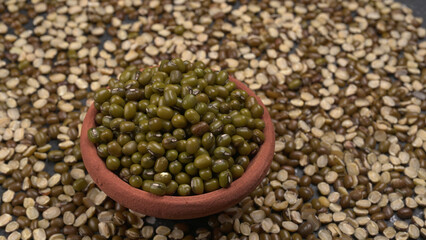 Green Mung Beans Also Know as Mung Dal, Vigna Radiata, Green Beans or Moong Dal isolated on White Background