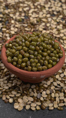 Green Mung Beans Also Know as Mung Dal, Vigna Radiata, Green Beans or Moong Dal isolated on White Background