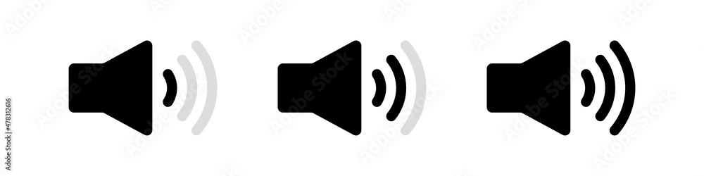 Poster sound level. volume level icon set.
