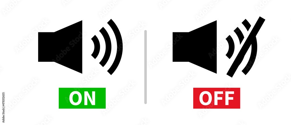 Poster sound on button and sound off button. vector icons related to volume.