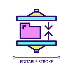 Data compression technique RGB color pixel perfect icon. Digital information storage. Data mining technology. Isolated vector illustration. Simple filled line drawing. Editable stroke. Arial font used