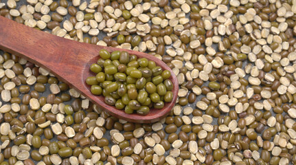 Green Mung Beans Also Know as Mung Dal, Vigna Radiata, Green Beans or Moong Dal isolated on White Background