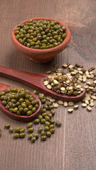 Green Mung Beans Also Know as Mung Dal, Vigna Radiata, Green Beans or Moong Dal isolated on White Background