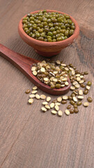 Green Mung Beans Also Know as Mung Dal, Vigna Radiata, Green Beans or Moong Dal isolated on White Background