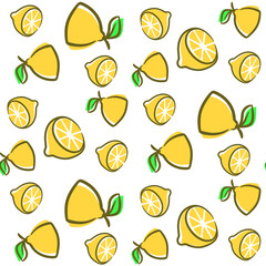 Tropical seamless pattern with yellow lemons