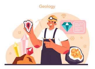Geology concept. Scientist study structure, evolution and dynamics