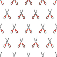 Scissors Seamless Pattern On A White Background. Scissors Theme Vector Illustration