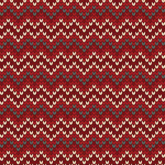 Knitting zigzag seamless pattern, Wool knitted texture Christmas and New Year decoration, Knitting sweater design geometric ornament vector illustration Scandinavian knitwear fabric