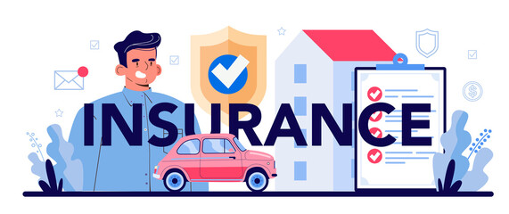 Insurance typographic header. Idea of security and protection