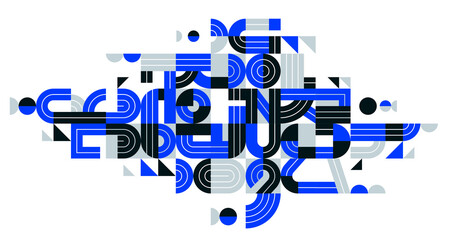 Obraz premium Abstract modern vector trendy design, blue geometric shapes stylish composition, modular pattern artistic illustration, typography letters elements used.