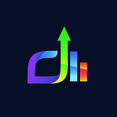Letter d with graphic chart economy logo design